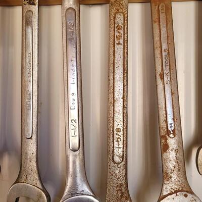 Lot 89: Assortment of Vintage Large Wrenches feat. SK Tools