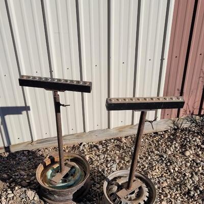 Lot 91: (2) Vintage 36" Tall Ball Bearing Surface Workstations Farm Auto
