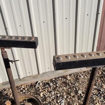 Lot 91: (2) Vintage 36" Tall Ball Bearing Surface Workstations Farm Auto