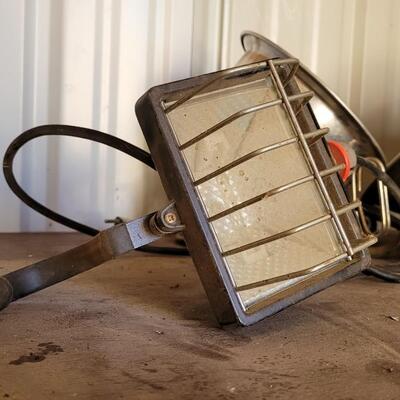 Lot 94: Assortment of Farm Auto Shop Lights feat. VINTAGE Green Porcelain Ballast Unit