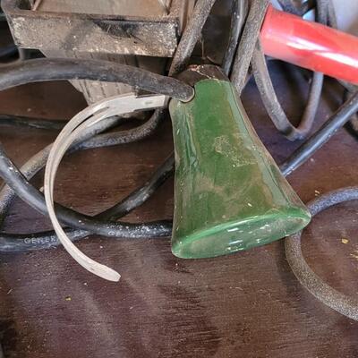 Lot 94: Assortment of Farm Auto Shop Lights feat. VINTAGE Green Porcelain Ballast Unit