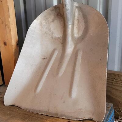 Lot 100: Vintage 43" Tall Wood Handle Metal Snowshovel