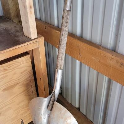 Lot 100: Vintage 43" Tall Wood Handle Metal Snowshovel