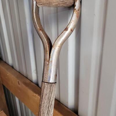 Lot 100: Vintage 43" Tall Wood Handle Metal Snowshovel