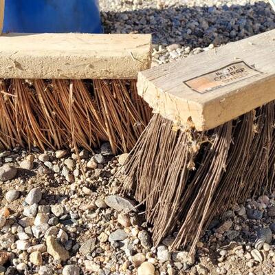 Lot 101: (2) Vintage Farmhouse Tall Bristle Floor brooms Witch Halloween Deco
