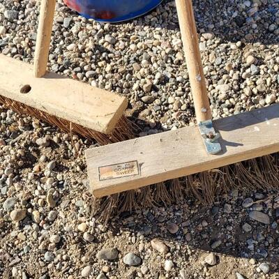 Lot 101: (2) Vintage Farmhouse Tall Bristle Floor brooms Witch Halloween Deco