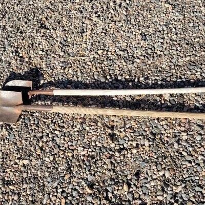 Lot 109: (2) Vintage Wood Handle Metal Shovels HEAT TREATED