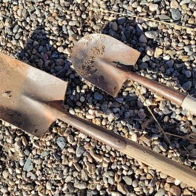 Lot 109: (2) Vintage Wood Handle Metal Shovels HEAT TREATED