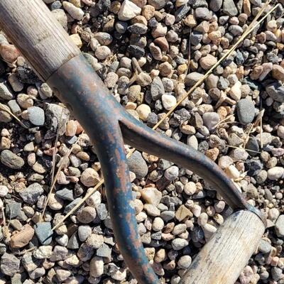 Lot 110: (2) Wood/Metal Combo Handle Blue Paint Shovels