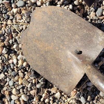 Lot 110: (2) Wood/Metal Combo Handle Blue Paint Shovels