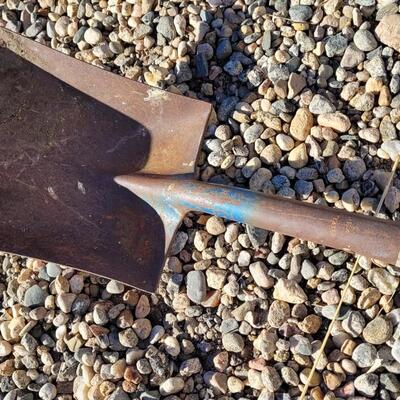 Lot 110: (2) Wood/Metal Combo Handle Blue Paint Shovels