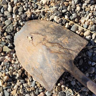 Lot 110: (2) Wood/Metal Combo Handle Blue Paint Shovels