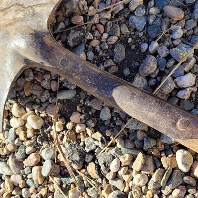 Lot 110: (2) Wood/Metal Combo Handle Blue Paint Shovels