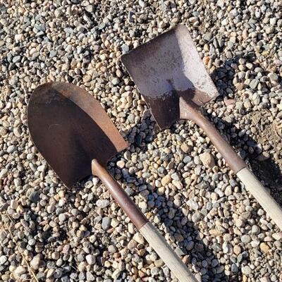 Lot 116: (2) Vintage Wood Handle Shovels
