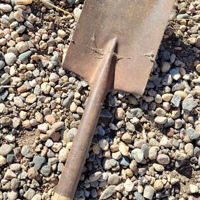 Lot 117: (2) Vintage Wood/Metal Combo Handle Shovels feat. Red Accent