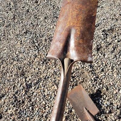 Lot 117: (2) Vintage Wood/Metal Combo Handle Shovels feat. Red Accent