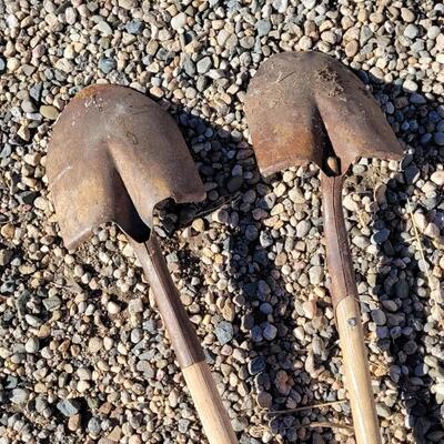 Lot 121: (2) Vintage Wood Handle Shovels Farm Farden