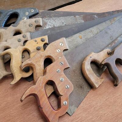 Lot 128: Assortment of Antique Vintage Hand Saws