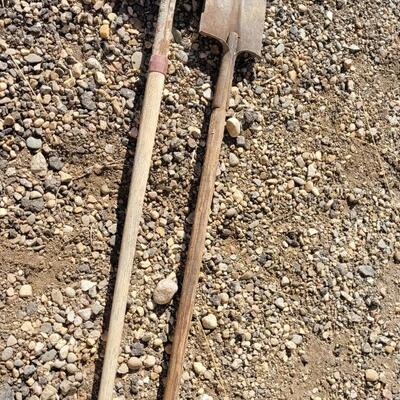 Lot 159: (2) Vintage Wooden Handle Shovels
