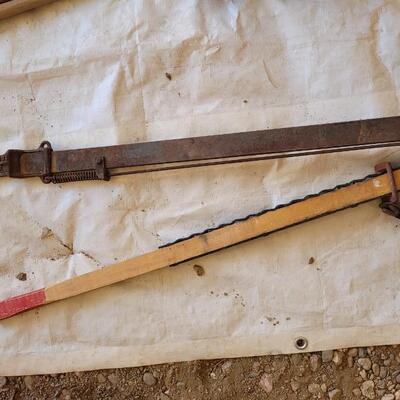 Lot 163: (2) Vintage Farm Tools Home Deco
