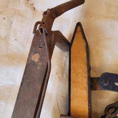 Lot 163: (2) Vintage Farm Tools Home Deco
