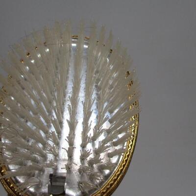 Vintage Vanity Mirror & Brush - (Brass Flower Design)