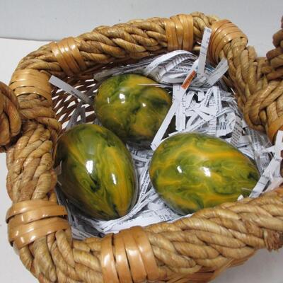 6 - Paper Mache Eggs With Basket