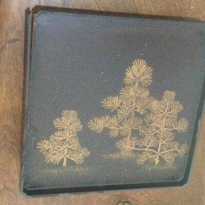 Japanese food trays with gold trees set of 8