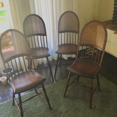 Lot of 4 antique caned back chairs