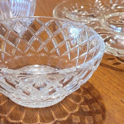 Lot 60: Crystal Spoon Rest, Heavy Crystal Bowl and Hors D'oeuvre Platter (Possibly Indiana Glass)