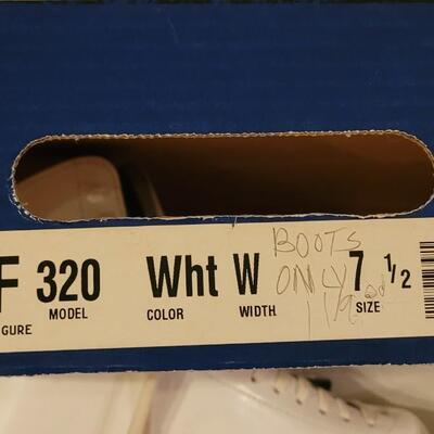 Lot 61: Size 7.5 Riedell Figure Ice Skates with Extra Laces, Lace Hook and Blade Guards