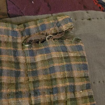 Lot 63: Handmade Jewel Tones Twin Quilt with Feather Stitching