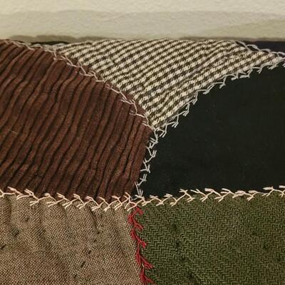 Lot 63: Handmade Jewel Tones Twin Quilt with Feather Stitching