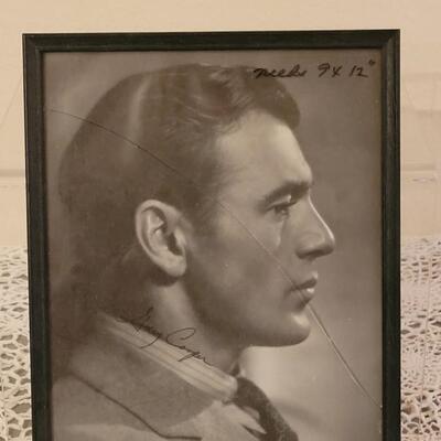 Lot 77: Vintage Framed & Signed Photograph of Gary Cooper