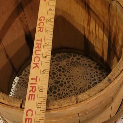Lot 82: Antique Primitive Firkin Sugar Bucket (needs repair)