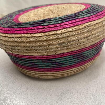 Multi-colored hand-made basket