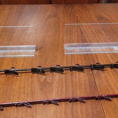 Lot 90: (4) Clip On Displays and Clear Acrylic Displays (2) Tall (2) Small