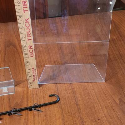 Lot 90: (4) Clip On Displays and Clear Acrylic Displays (2) Tall (2) Small