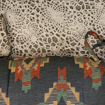 Lot 94: (4) Southwest Print Seat Cushions (one is missing ties)