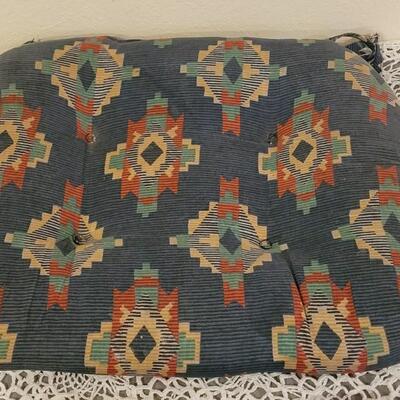 Lot 94: (4) Southwest Print Seat Cushions (one is missing ties)