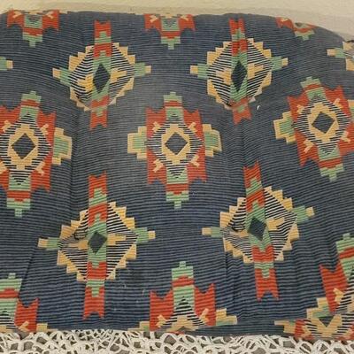 Lot 94: (4) Southwest Print Seat Cushions (one is missing ties)