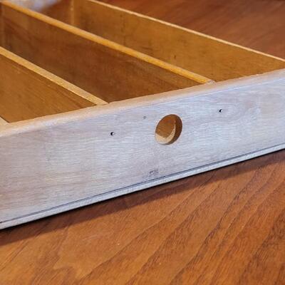 Lot 96: Vintage Dovetailed Wood Flatware or Organizer Box