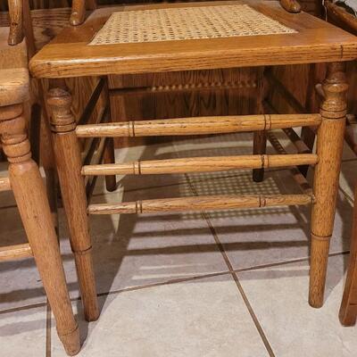 Lot 104: (3) Medium/Light Oak Chairs (one needs repair)