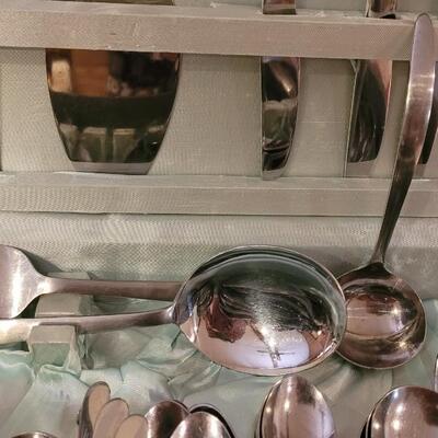 Lot 107: Mid Century Modern Sohnaco Stainless Flatware Set and storage box