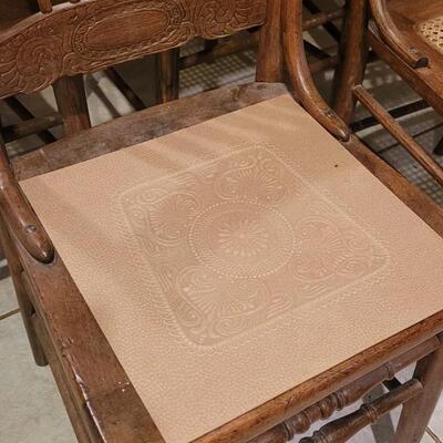 Lot 109: (5) Antique Oak Chairs (4 Cane Seat and one need Repair and comes with Seat Material