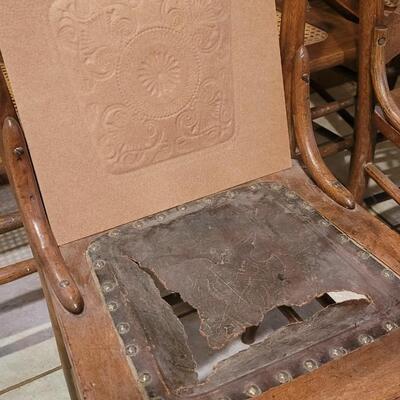 Lot 109: (5) Antique Oak Chairs (4 Cane Seat and one need Repair and comes with Seat Material