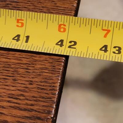 Lot 110: Antique 5 Leg Oak Table with 3 Leaves and Storage Box