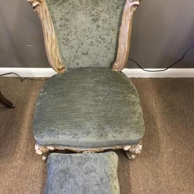 Velvet Chair & Foot Rest