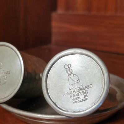 Lot 114: My Lady Hammered Pewter Salt & Pepper Shakers made in England