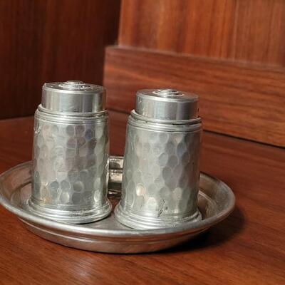 Lot 114: My Lady Hammered Pewter Salt & Pepper Shakers made in England